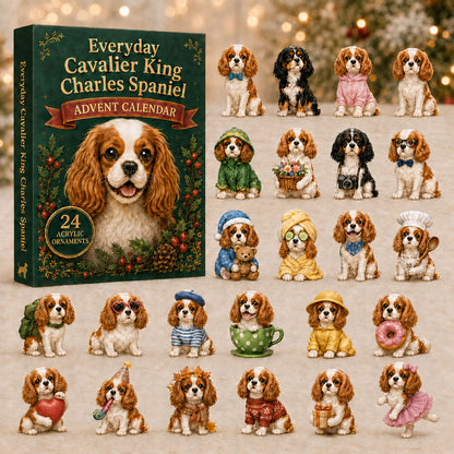 Everyday Cavalier King Charles Spaniel Advent Calendar 2026 - 24-Day Festive Countdown, Acrylic Charms Blind Box - Gift For Dog Lovers