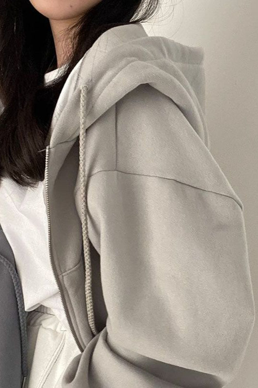 Oversized Cropped Full Zip Hoodie