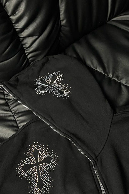Rhinestone Cross Pullover Hoodie