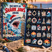 Shark Advent Calendar 2026, 24 Day Christmas Countdown, Shark Christmas Ornaments, Ocean Beach Holiday Gift, Shark Lover Coastal Decor