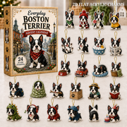Everyday Boston Terrier Advent Calendar 2026 - 24-Day Festive Countdown, Acrylic Charms Blind Box - Gift For Boston Terrier Lovers