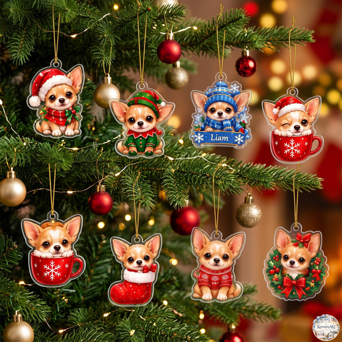 Chihuahua Advent Calendar 2026 | 24 Day Christmas Countdown with Personalized 2D Name Ornament