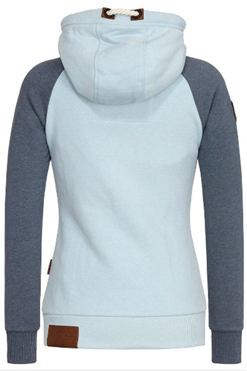Leather Patch Zip Hoodie