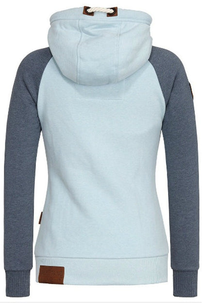 Leather Patch Zip Hoodie