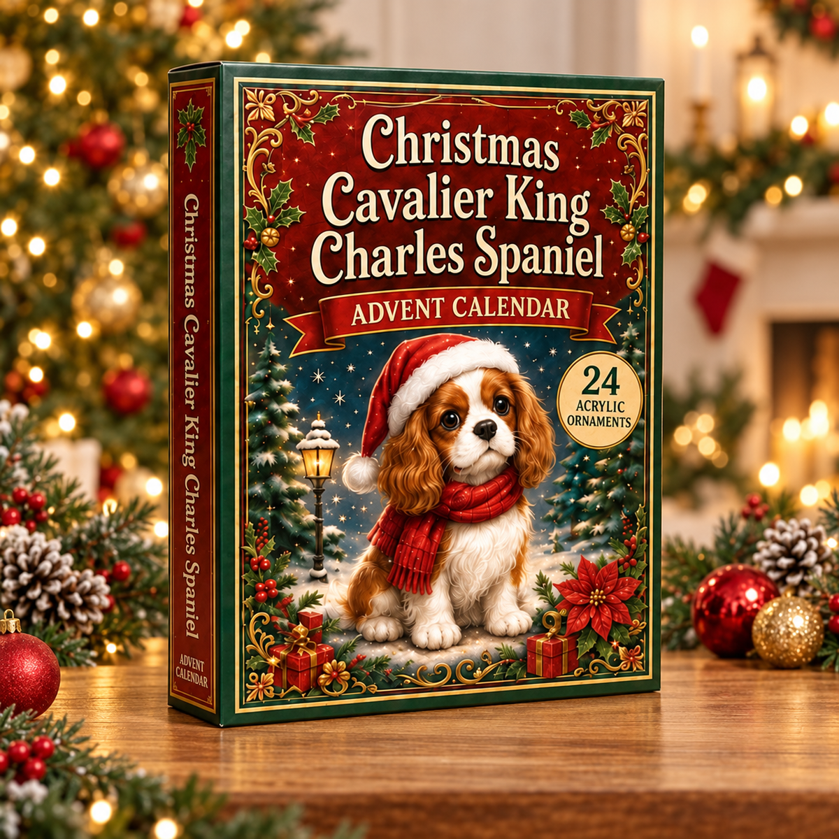 Christmas Cavalier King Charles Spaniel Advent Calendar 2026 - 24-Day Festive Countdown, Acrylic Charms Blind Box - Gift For Dog Lovers