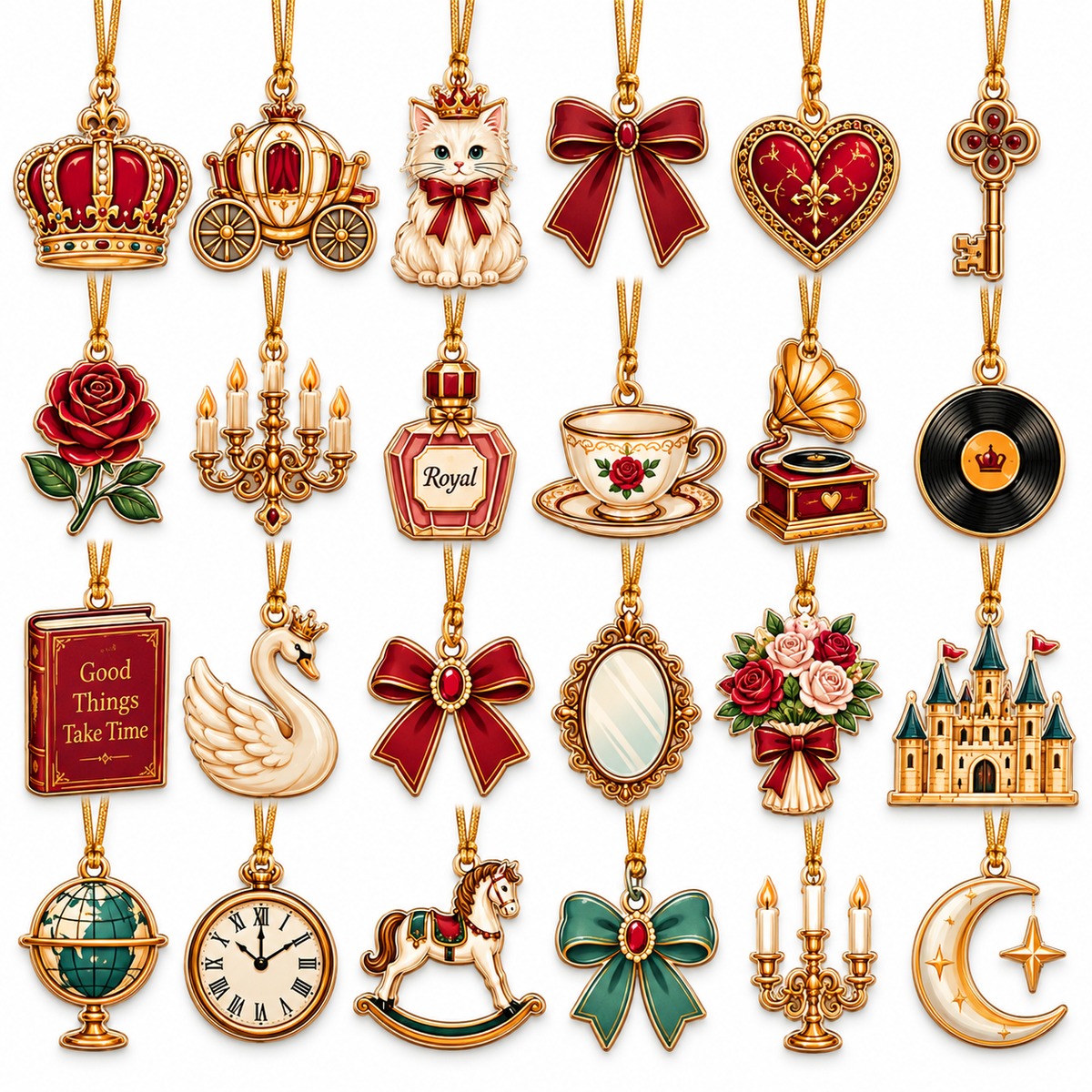 The Royal Advent Calendar – 24 Mini Acrylic Ornament Charms, 24 Days of Royal Surprises, Princess Castle Christmas Countdown Gift
