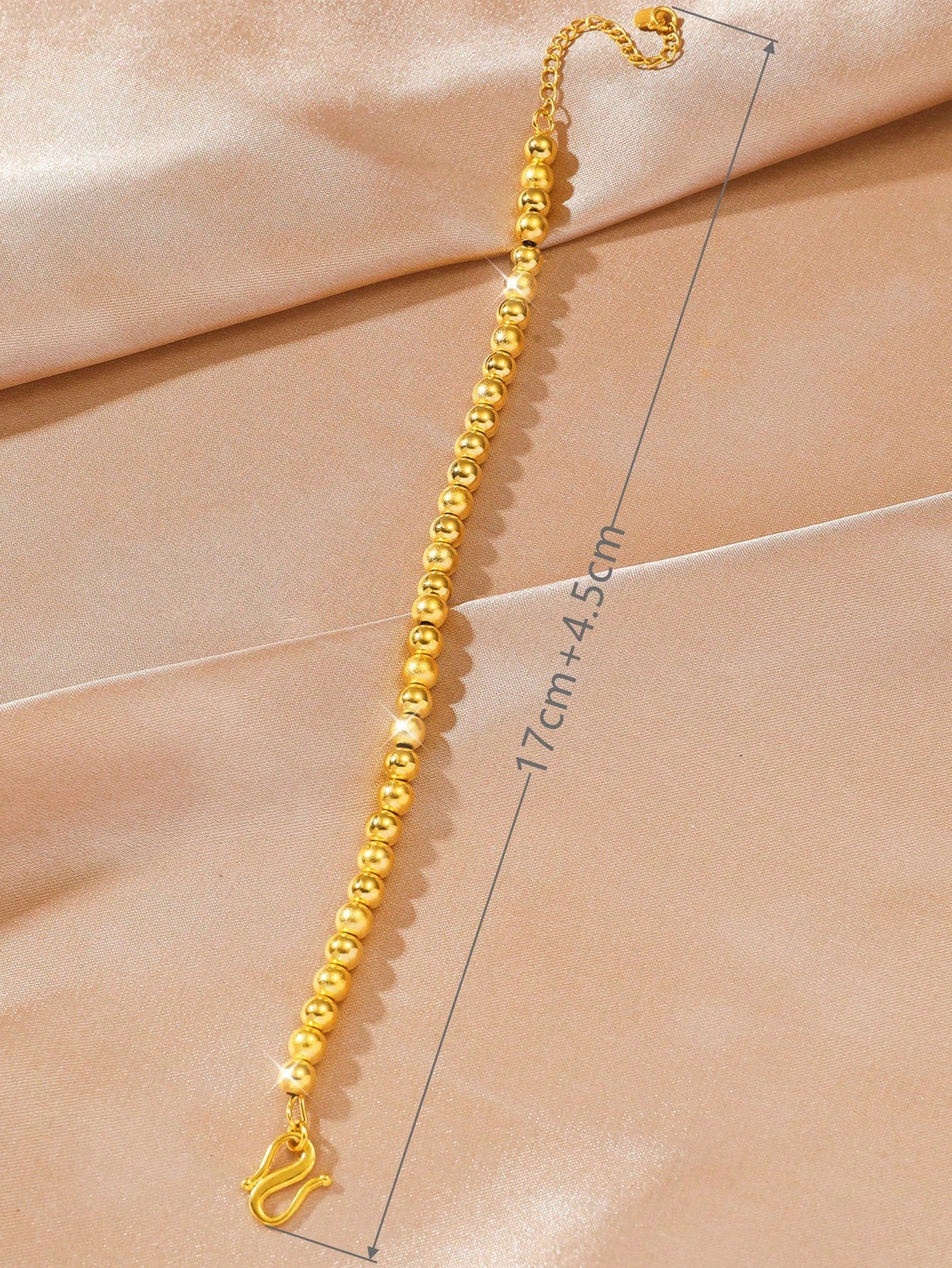 24K Gold Plated Beaded Copper Bracelet for Women