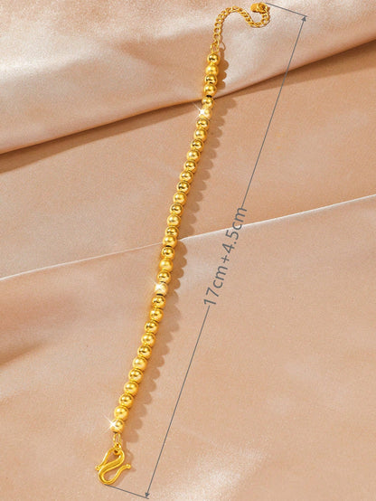 24K Gold Plated Beaded Copper Bracelet for Women