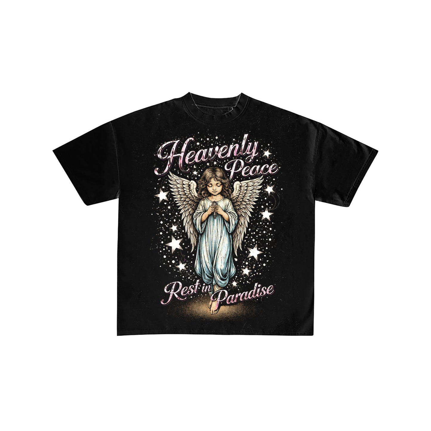 Heavenly Peace Angel Rest in Paradise Graphic Tee