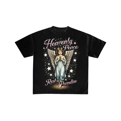 Heavenly Peace Angel Rest in Paradise Graphic Tee