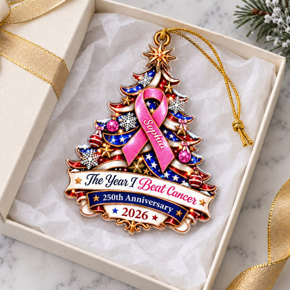 Personalized Breast Cancer Awareness 250 Years Of Freedom America Ornament UKTD6100903