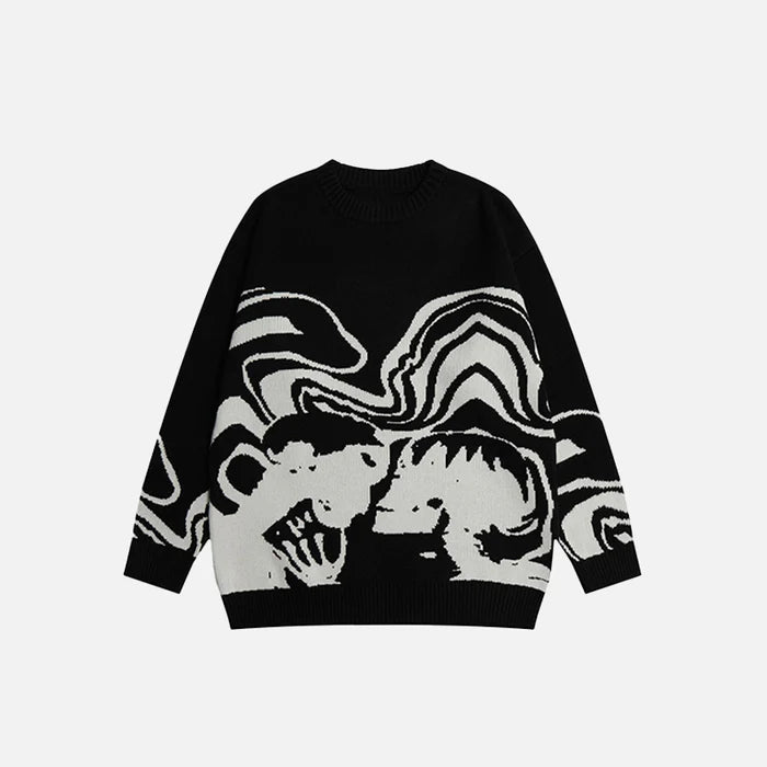 The Devil In The Love Sweater Bold Skull Print with Cozy Comfort