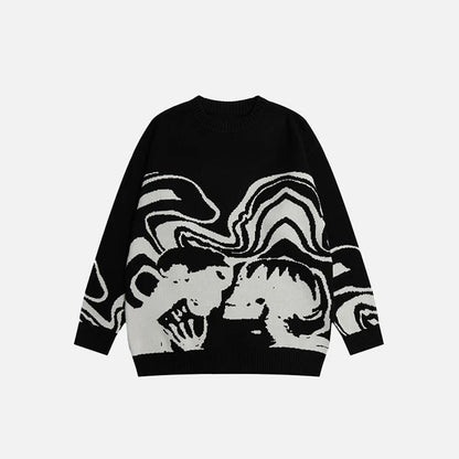 The Devil In The Love Sweater Bold Skull Print with Cozy Comfort
