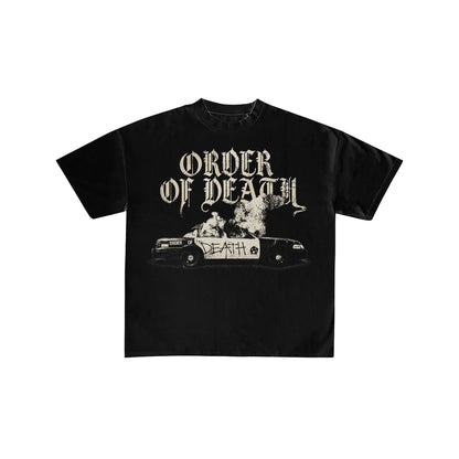 Order of Death Burning Police Car Graphic Tee