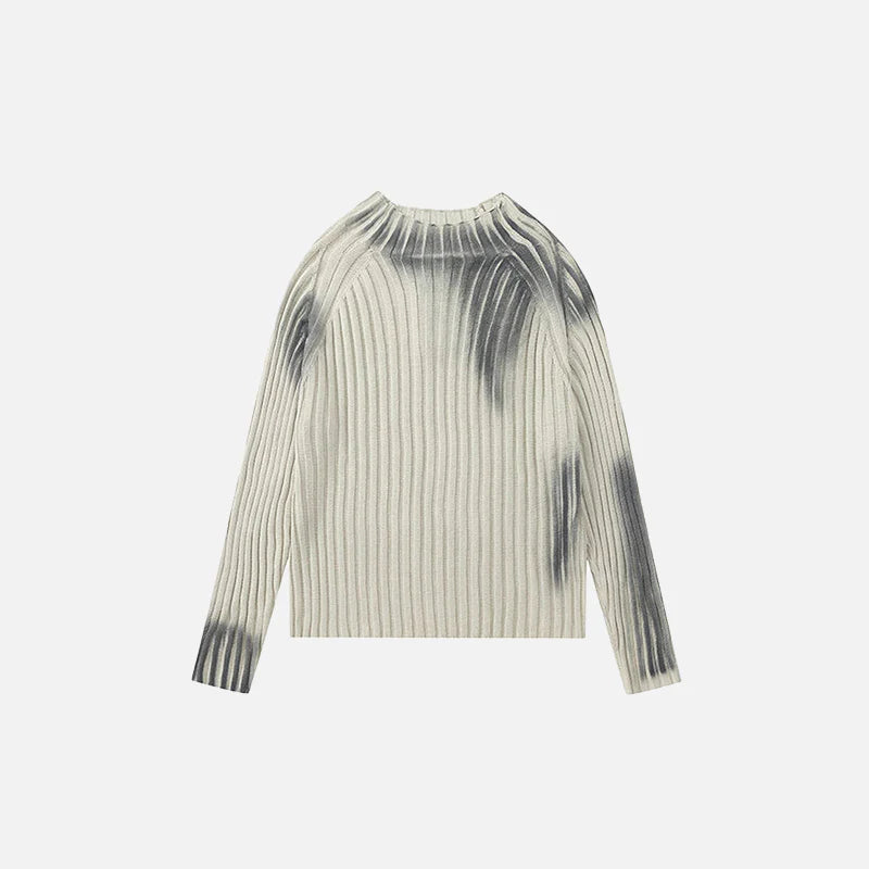 Loose Ripple Knit Sweater – Minimalist Ribbed Texture O-Neck Design