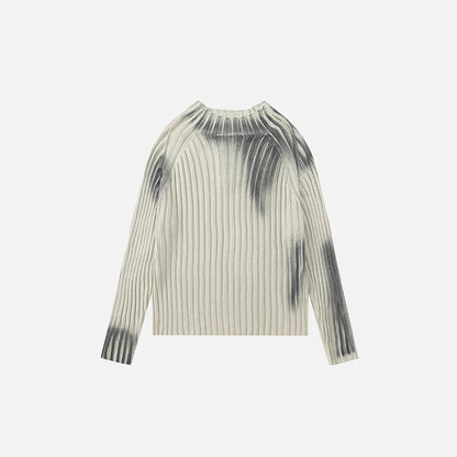 Loose Ripple Knit Sweater – Minimalist Ribbed Texture O-Neck Design
