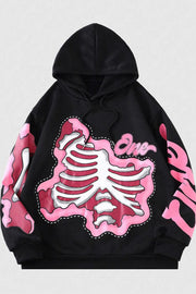 Pink Ribcage Graphic Pullover Hoodie