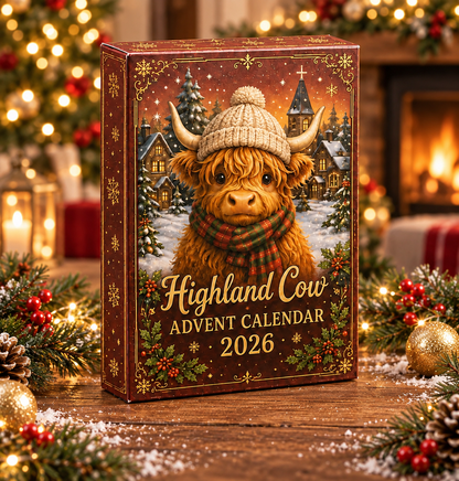 2026 Highland Cow Advent Calendar, 24 Christmas Acrylic Charms, Farmhouse Holiday Decor