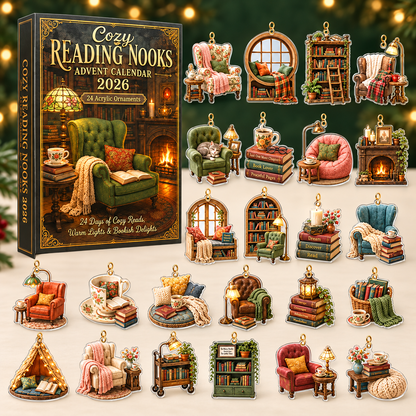 Cozy Reading Nooks Advent Calendar 2026 - 24-Day Festive Countdown, Acrylic Charms Blind Box - Gift For Reading Lovers