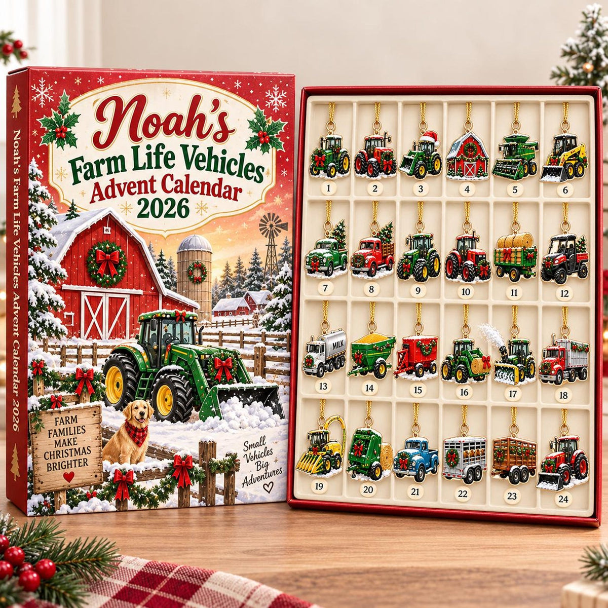 Farm Vehicle Advent Calendar 2026, Tractors and Trucks, Christmas Countdown Gift, 24 Day Motorsport Christmas Countdown