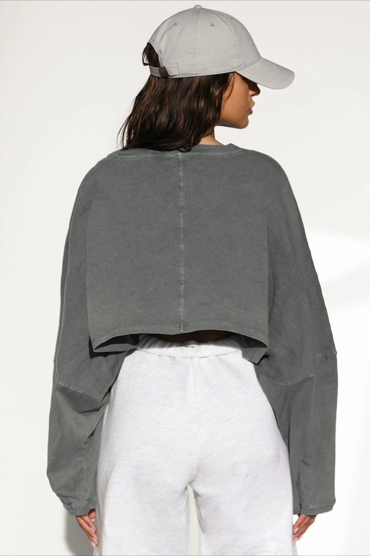 Boxy Crop Crew Neck Sweatshirt