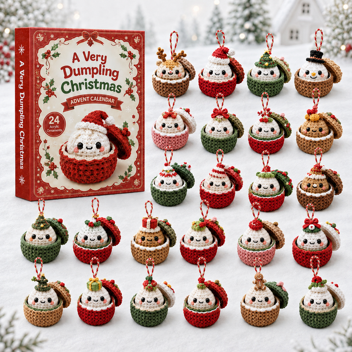 A Very Dumpling Christmas Advent Calendar 2026 - 24-Day Festive Countdown, Acrylic Charms Blind Box - Gift For Crochet Lovers