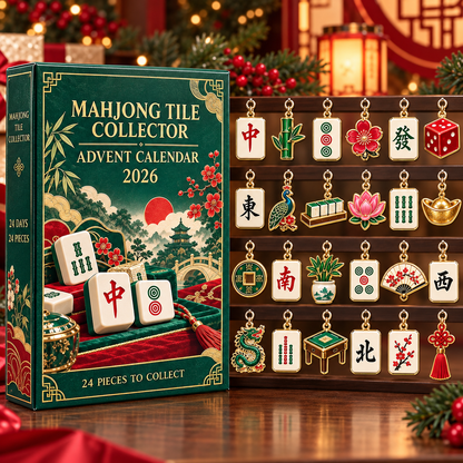 Mahjong Advent Calendar 2026, 24 Mini Acrylic Tile Charms, Mahjong Lover Christmas Countdown Gift, Holiday Hanging Ornament Set