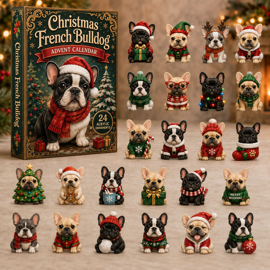 Christmas French Bulldog Advent Calendar 2026 - 24-Day Festive Countdown, Acrylic Charms Blind Box - Gift For Dog Lovers