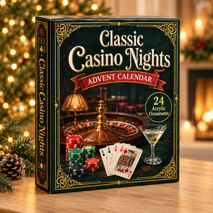 Casino Poker Night Advent Calendar 2026 - 24-Day Festive Countdown, Acrylic Charms Blind Box - Gift For Poker Lovers