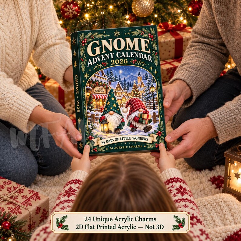 Personalized Gnome Advent Calendar 2026, 24 Days Xmas Scandinavian Gnome Ornaments Countdown Box, Custom Holiday Decor,Gift for Gnome Lovers