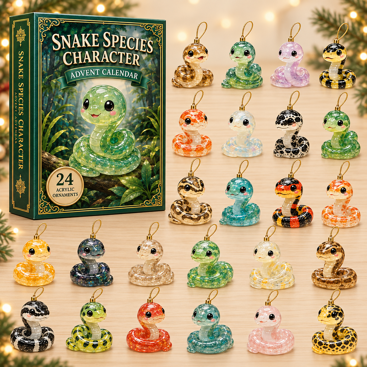 Snake Species Advent Calendar 2026 - 24-Day Festive Countdown, Acrylic Charms Blind Box - Gift For Snake Lovers