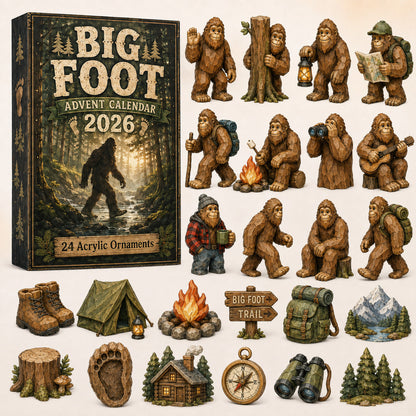 Camping Big Foot Advent Calendar 2026 - 24-Day Festive Countdown, Acrylic Charms Blind Box - Gift For Campers, Family & Friends