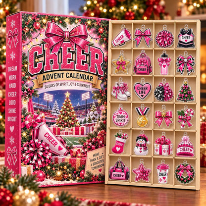 Cheer Advent Calendar 2026, 24 Day Christmas Countdown, Cheerleader Gift, Cheer Team Acrylic Ornaments, Holiday Cheerleading Gift Set