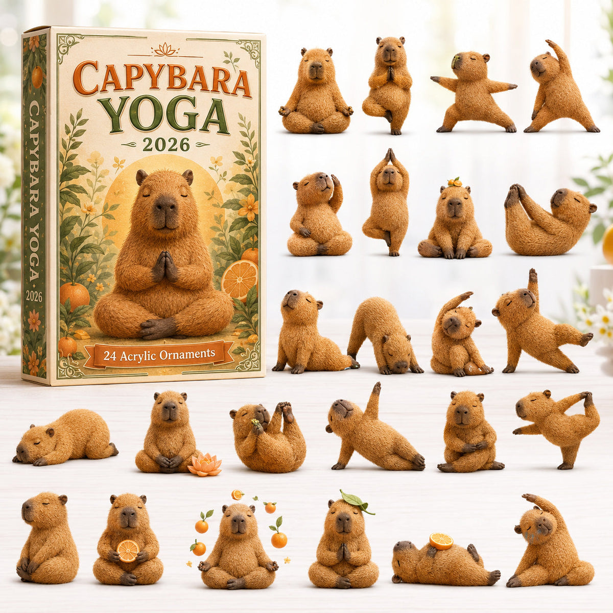 Capybara Yoga Advent Calendar 2026 - 24-Day Festive Countdown, Acrylic Charms Blind Box - Gift For Yoga Lovers