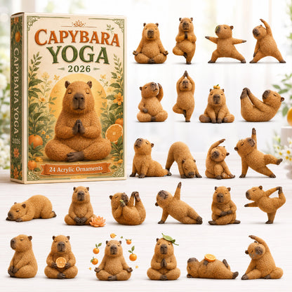 Capybara Yoga Advent Calendar 2026 - 24-Day Festive Countdown, Acrylic Charms Blind Box - Gift For Yoga Lovers