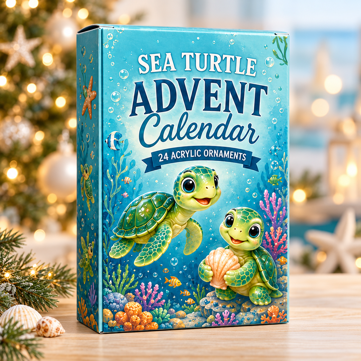 Everyday Sea Turtle Advent Calendar 2026 - 24-Day Festive Countdown, Acrylic Charms Blind Box - Gift For Sea Turtle Lovers