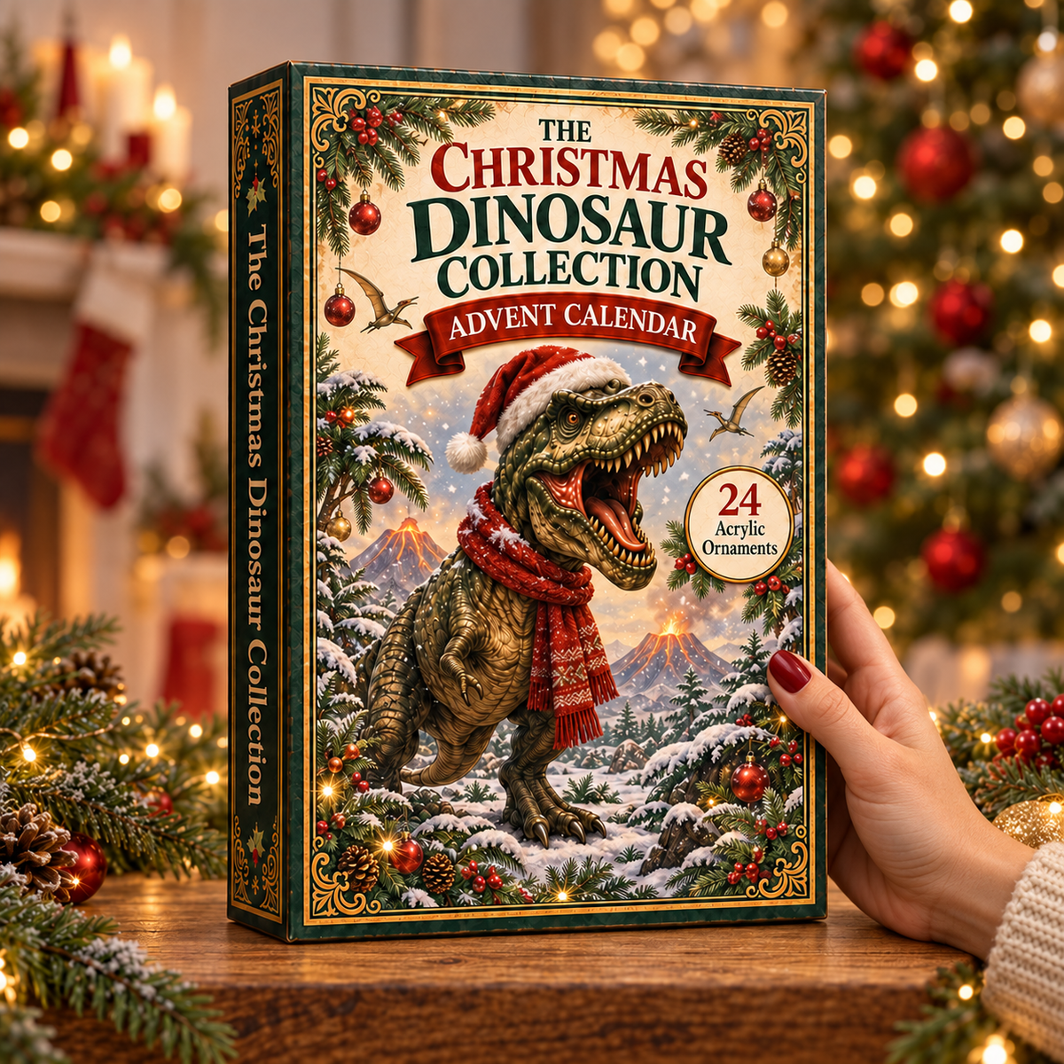 Christmas Dinosaur Advent Calendar 2026 - 24-Day Festive Countdown, Acrylic Charms Blind Box - Gift For Dinosaur Lovers