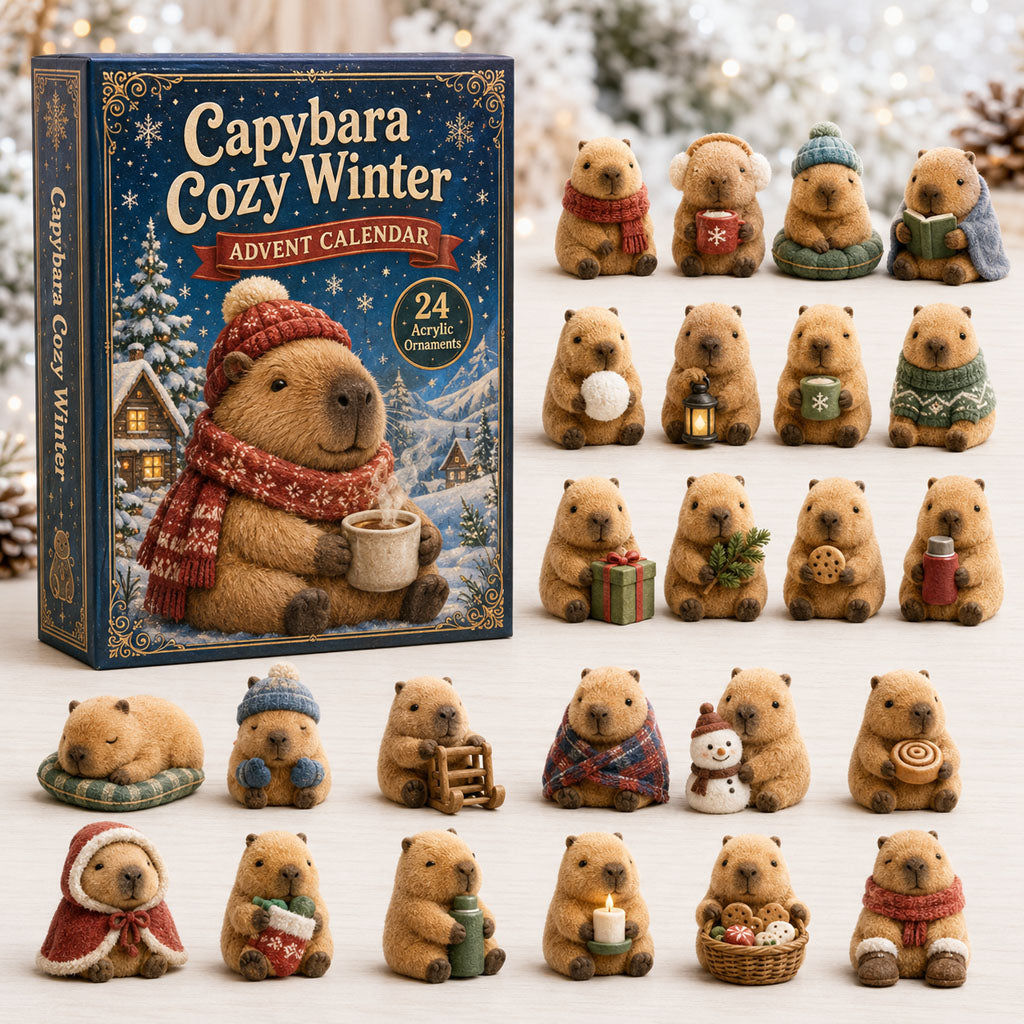 Capybara Cozy Winter Advent Calendar 2026 - 24-Day Festive Countdown, Acrylic Charms Blind Box - Gift For Capybara Lovers