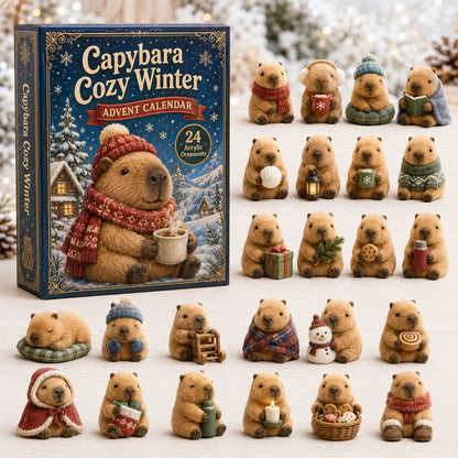 Capybara Cozy Winter Advent Calendar 2026 - 24-Day Festive Countdown, Acrylic Charms Blind Box - Gift For Capybara Lovers
