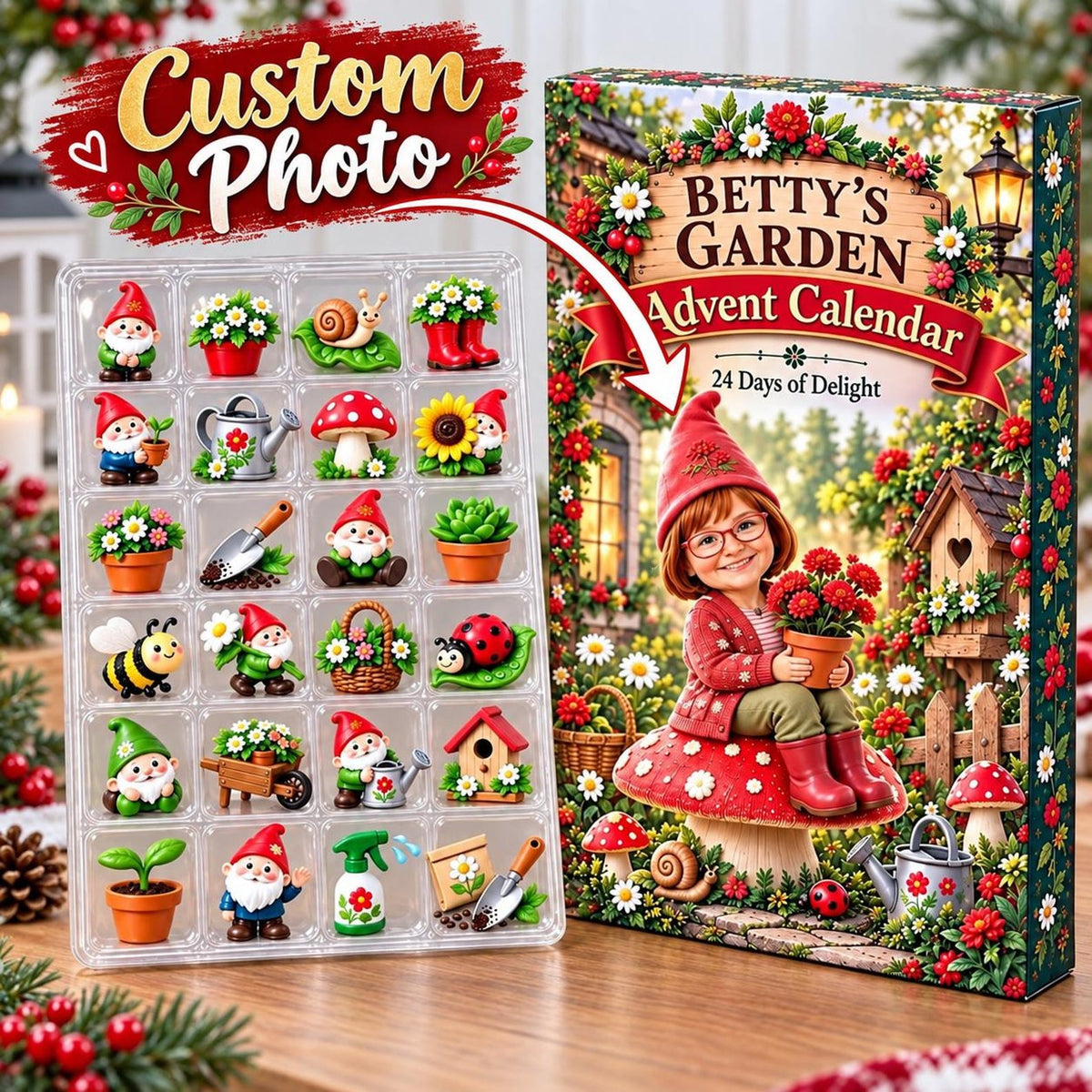 Personalized Garden Advent Calendar: Custom Photo Blind Box, 24 Days of Delight