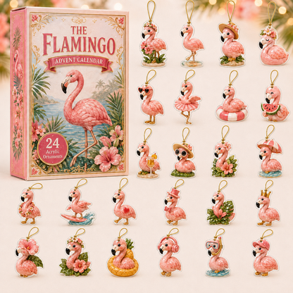 Pretty Flamingo Advent Calendar 2026 - 24-Day Festive Countdown, Acrylic Charms Blind Box - Gift For Flamingo Lovers