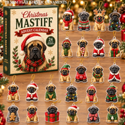 Christmas Mastiff Advent Calendar 2026 - 24-Day Festive Countdown, Acrylic Charms Blind Box - Gift For Mastiff Lovers