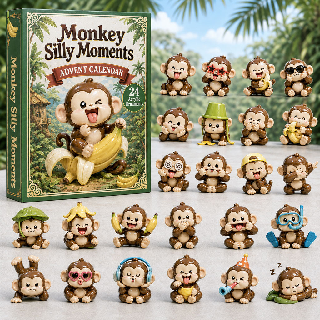Monkey Silly Moments Advent Calendar 2026 - 24-Day Festive Countdown, Acrylic Charms Blind Box - Gift For Monkey Lovers