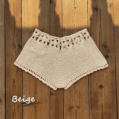 Rainbow Striped Crochet V-Cut Beach Shorts