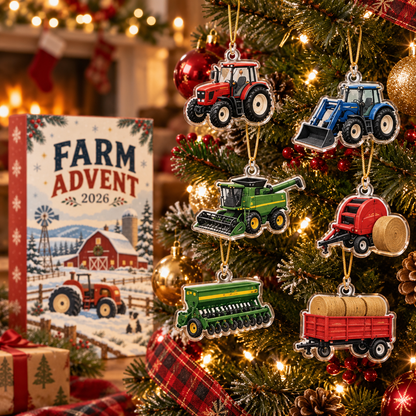 Farm Tractor Advent Calendar 2026, Christmas Countdown with Vehicle Ornaments
