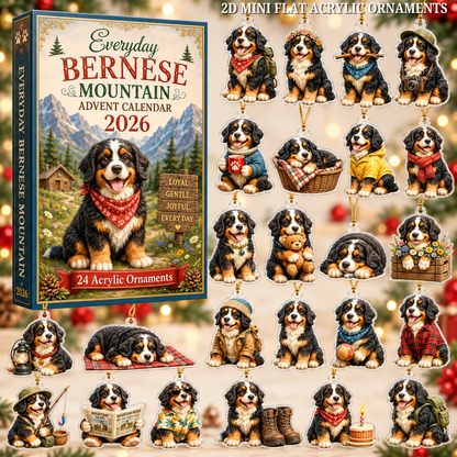 Everyday Bernese Mountain Advent Calendar 2026 - 24-Day Festive Countdown, Acrylic Charms Blind Box - Gift For Bernese Mountain Dog Lovers