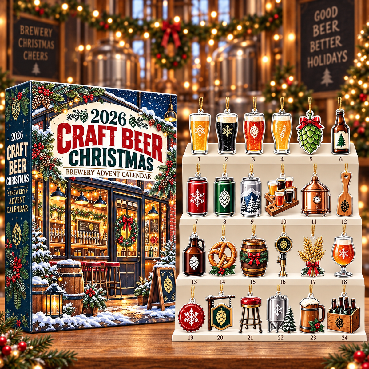 2026 Craft Beer Christmas Advent Calendar With 24 Unique Brewery Themed Ornaments Festive Holiday Countdown Gift