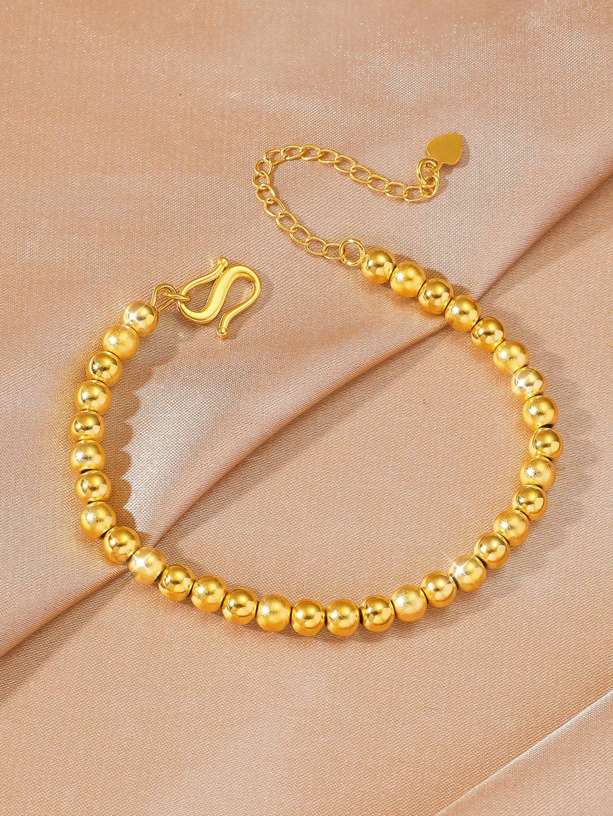 24K Gold Plated Beaded Copper Bracelet for Women