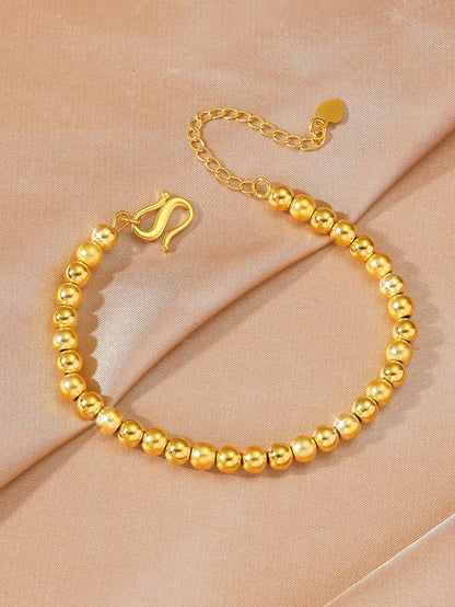 24K Gold Plated Beaded Copper Bracelet for Women