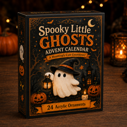Spooky Little Ghosts Advent Calendar 2026 - 24 Day Spirits Countdown, Acrylic Charms Blind Box - Gift For Halloween Lovers